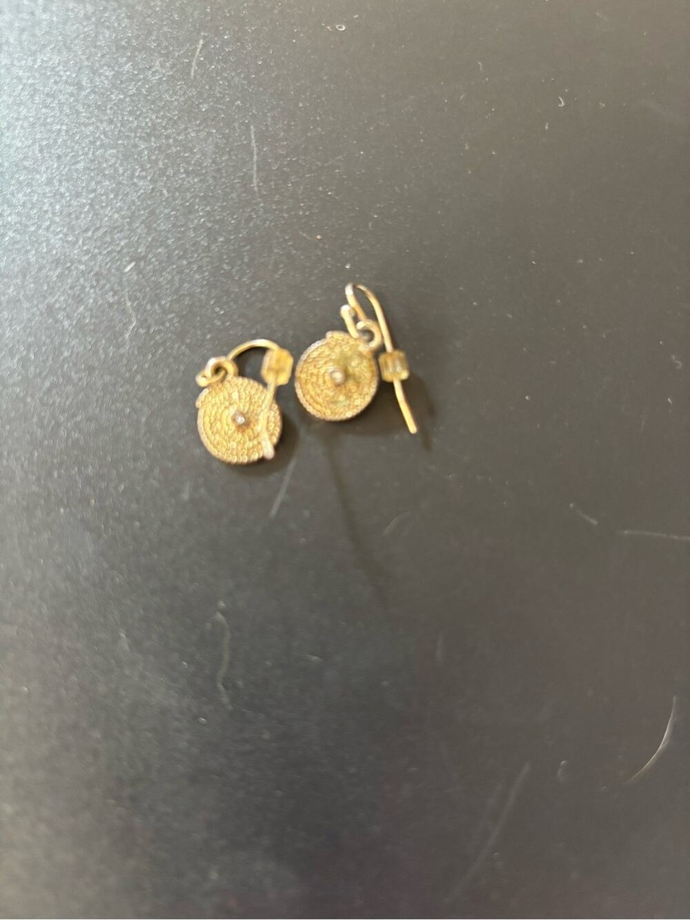 FREE WITH ANY PURCHASE Textured Gold Disc Drop Earrings with Crystal Accent